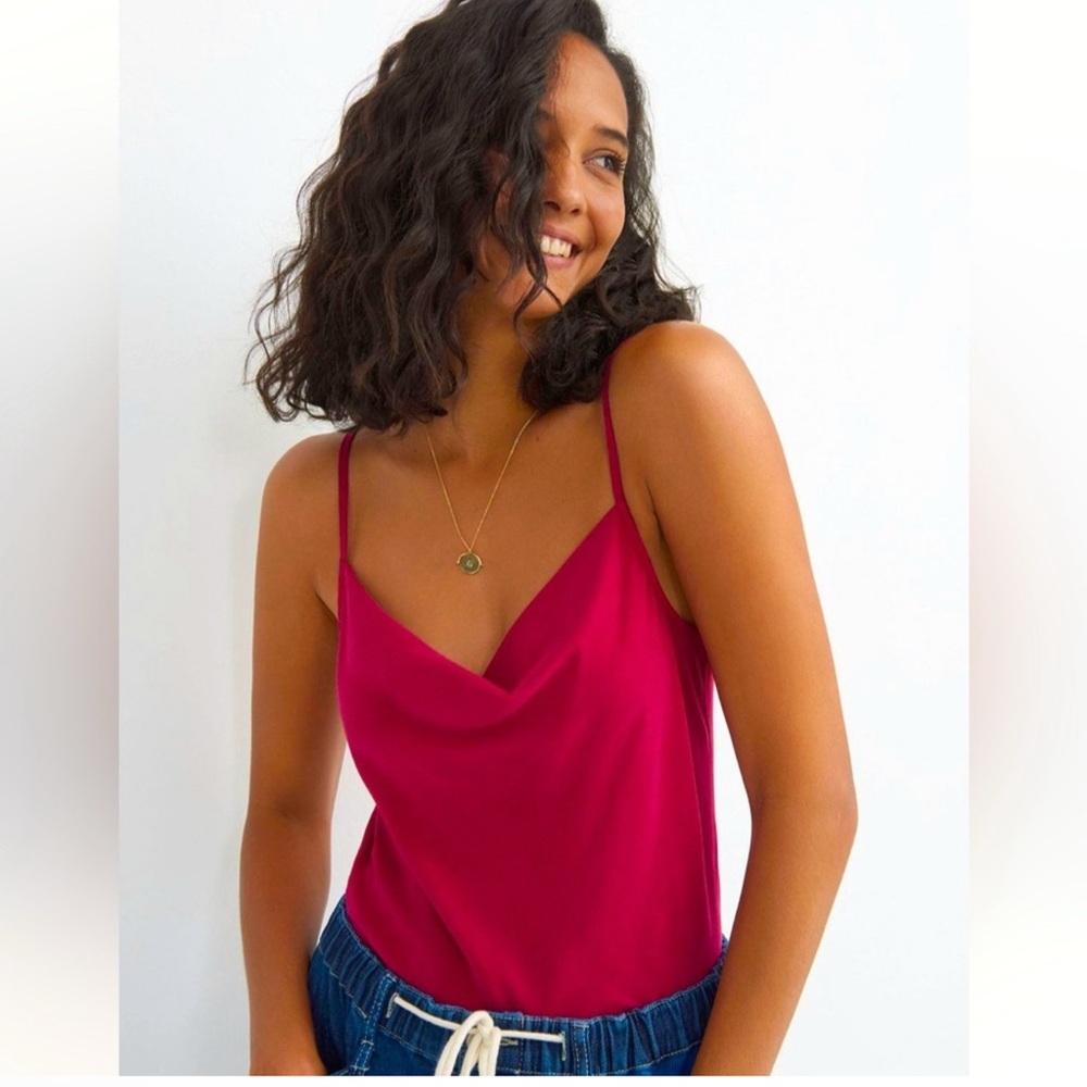 Cloth and Stone Cowl Neck Tank Top in Dark Berry